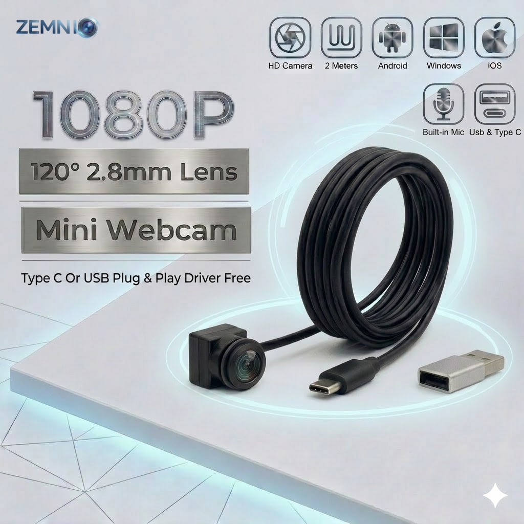Outdoor Usb Power Adapter - Webcam USB Type-C Mini con Microfono,