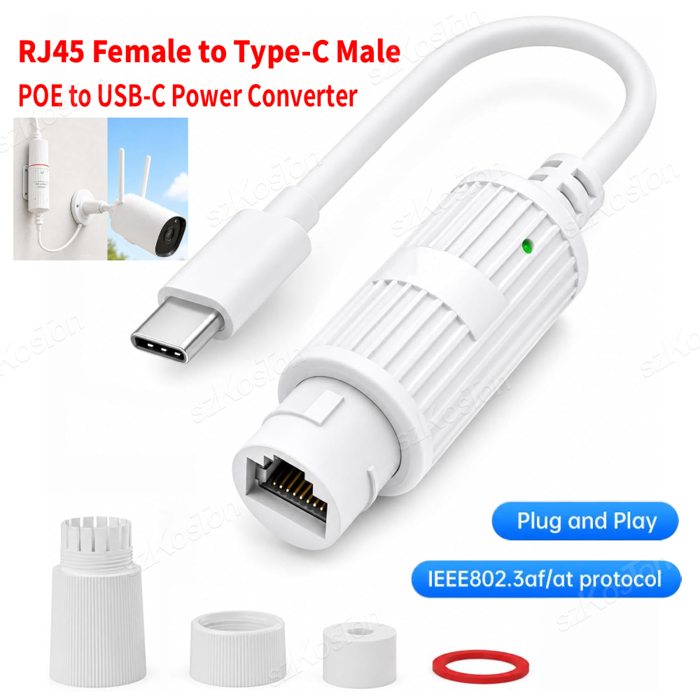 Outdoor Usb Power Adapter - Convertitore di Alimentazione POE a USB-C,