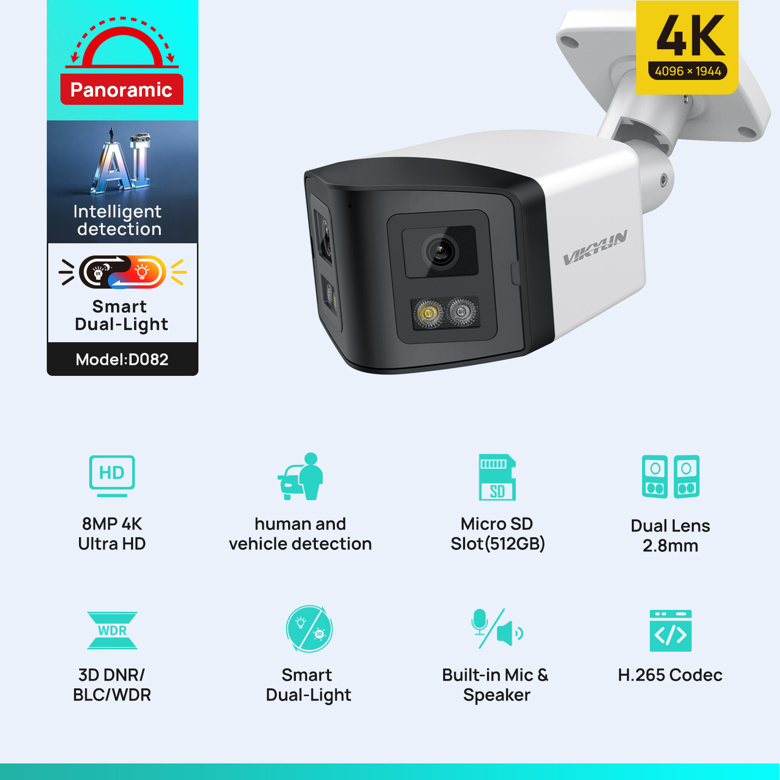 Outdoor Power G Motion - VIKYLIN 170 ° Telecamera di Sicurezza