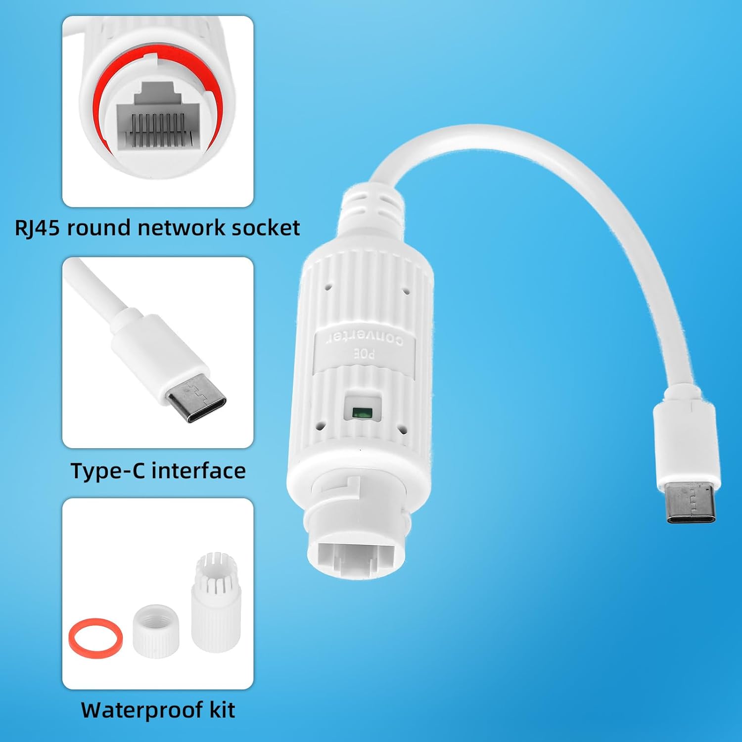 Outdoor Usb Power Adapter - Convertitore di Alimentazione POE a USB-C,
